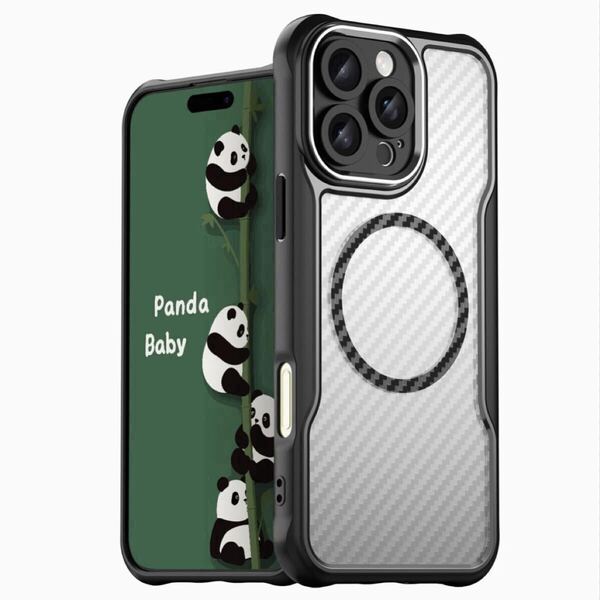 iPhoneケース 16Pro iPhone用ケース iPhone16 Pro レンズ全面保護 耐衝撃 半透明 6.3インチ 耐衝撃 TPUフレーム MagSafe対応 ブラック 黒
