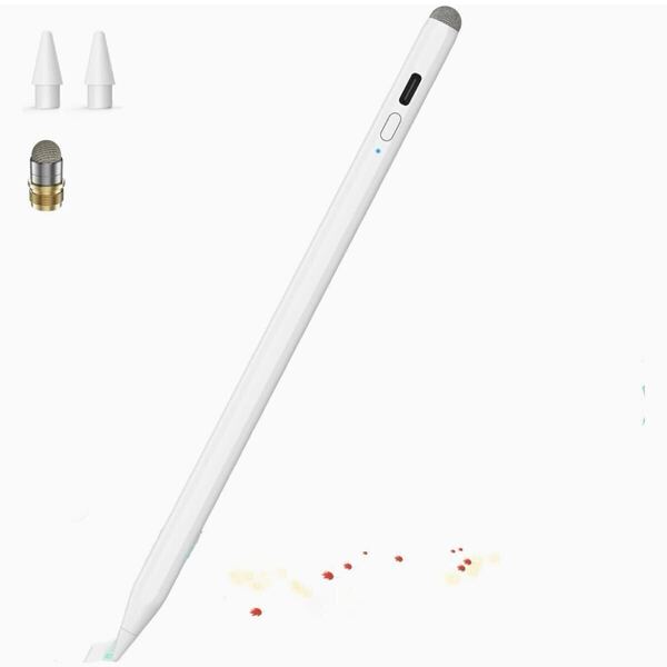 タッチペン スタイラスペン 傾き感知 Bluetooth接続不要 急速充電 ipad タブレット ペンシル 20分でフル充電 白