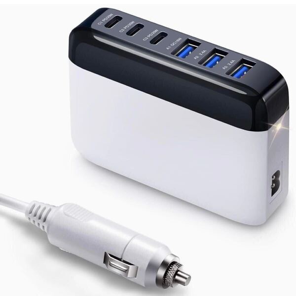 シガーソケット 充電器 125w カーチャージャー 車載充電器 急速充電器 USB-C USB-A PD QC30w QC18w USB17w QC3.0 6ポート 6台 延長ケーブル