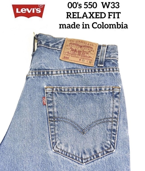 希少 00's Levi's 550 W33 赤文字 RELAXED FIT BLUE アイスブルー シルバータブ バギー ルーズ リラックス カーペンター コンフォート