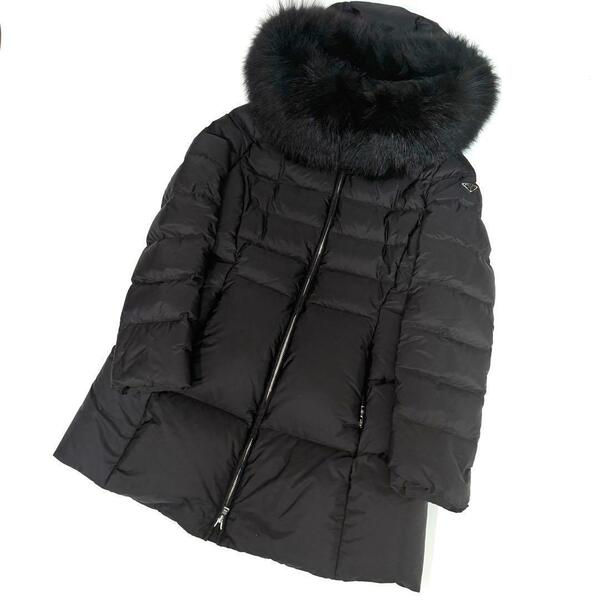 【極美品】PRADA プラダ ファー ロング ダウンジャケット ブラック 46