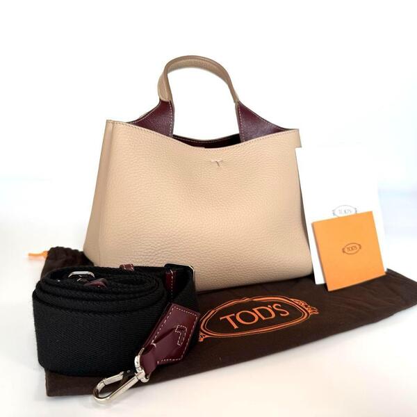 【美品】TOD'S トッズ Tタイムレス レザー ハンドバッグ 2way