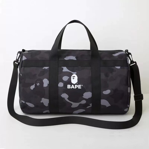 BAPE◆A BATHING APE/迷彩カモ◆ア ベイシング エイプ◆ブラックダッフル◆ブラックカモ柄◆CAMO/カモ/付録ノベルティ