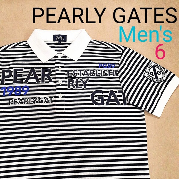 【超美品】PEARLY GATES パーリーゲイツ メンズ6 XL相当 半袖ポロシャツ 半袖 ポロシャツ ゴルフ ゴルフウェア ゴルフシャツ ロゴ