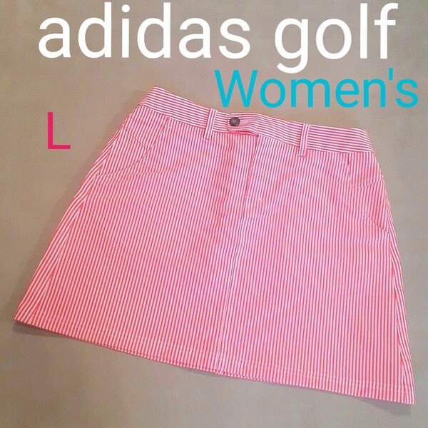 【超美品】adidas golf アディダスゴルフ レディースL ゴルフスカート ゴルフミニスカート ストレッチ ゴルフウェア ロゴ刺繍