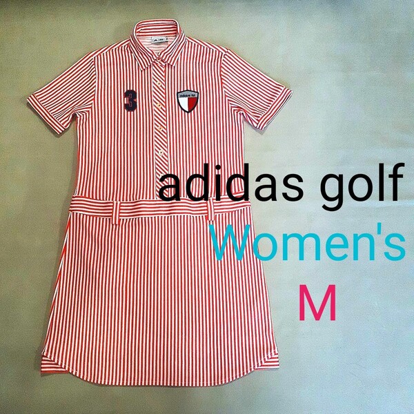 【超美品】adidas golf アディダスゴルフ レディースM ゴルフワンピース ゴルフスカート ゴルフウェア 半袖ゴルフワンピース