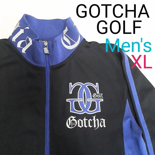 【超美品】GOTCHA GOLF ガチャゴルフ メンズXL ゴルフジャケット ゴルフフルジップアップジャケット ゴルフジャンパー ジャージ 刺繍