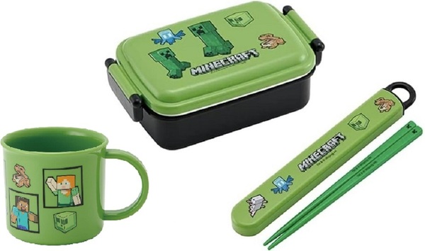 新品未開封◆Skaterお弁当箱3点セット◆マイクラマインクラフト450mlランチボックスお箸コップ 子供キッズ男の子女の子小学生ゲーム 日本製