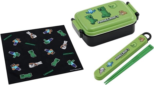 新品未開封◆Skaterお弁当箱3点セット◆マインクラフト/マイクラ450mlランチボックスお箸お弁当クロス子供キッズ男の子女の子ゲーム日本製