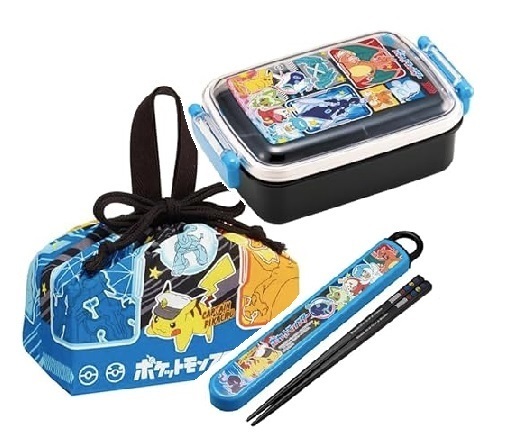 新品未開封◆Skaterお弁当箱3点セット◆ポケモンポケットモンスター450mlランチボックスお箸お弁当袋巾着 子供キッズ男の子黒色 日本製
