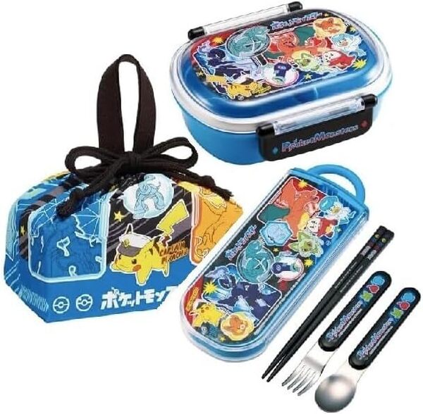 新品未開封◆Skaterお弁当箱3点セット◆ポケモンポケットモンスター360mlランチボックスお箸トリオセット巾着 子供キッズ男の子青色 日本製