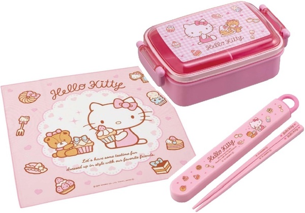 新品未開封◆Skaterお弁当箱3点セット◆ハローキティ/サンリオ 450mlランチボックスお箸お弁当クロス 子供キッズ女の子小学生ピンク日本製