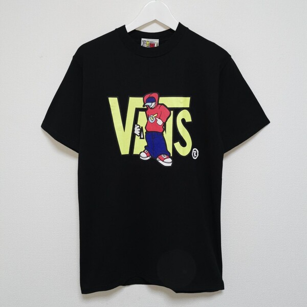 即決 M 90s VANS オールド バンズ コミック Tシャツ 黒 スケーター BMX USA製