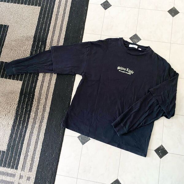 美品 WEGO ウィゴー メンズ 長袖 Tシャツ 発泡レイヤードビッグシルエットロンT 黒 ブラック Mサイズ カットソー トップス 定価2,999円