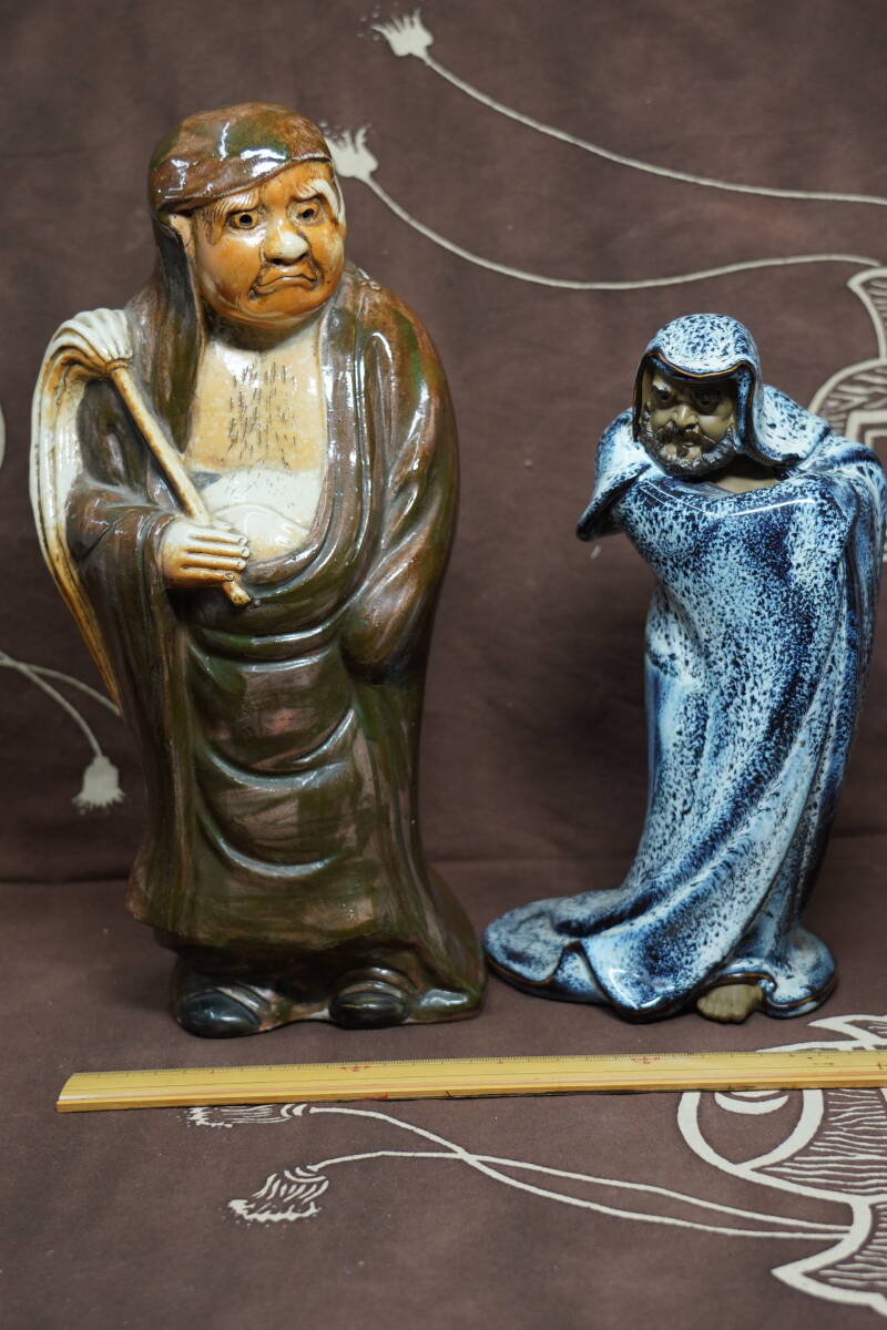 聴雲＞ 達磨大使 陶磁器 置物 オブジェ 中国古玩 骨董品 古美術