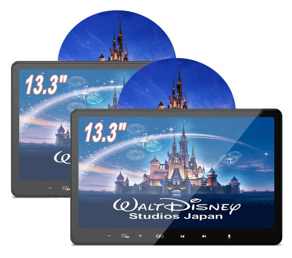 DVDプレーヤー 車載用 後部座席 13.3インチ 高画質 ヘッドレストモニター 2台セット