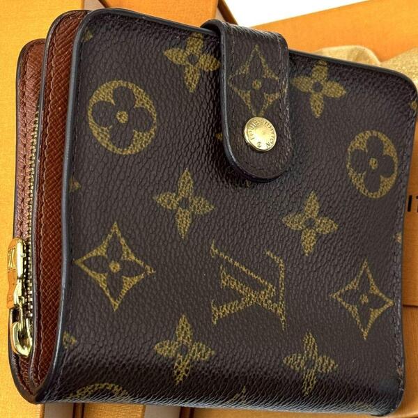 良品 ルイヴィトン モノグラム コンパクトジップ ラウンドジップ ラウンドジップ 2つ折り 財布 折り財布 M61667 ユニセックス VUITTON