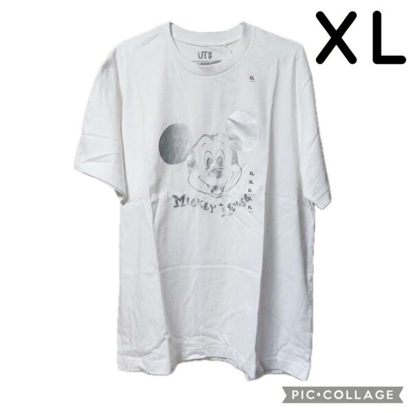 ユニクロ ミッキーシャインズ Tシャツ UT ディズニー ホワイト 半袖 XL LL UNIQLO ティーシャツ ミッキーマウス ディズニー Disney 新品 白