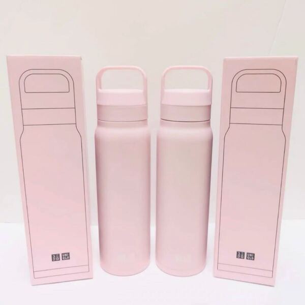 ユニクロ感謝祭 炭酸対応ステンレスボトル ノベルティ ピンク 2個 UNIQLO ステンレス製携帯用まほうびん 新品 魔法瓶 マグボトル 水筒