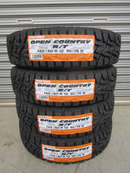 全国送料込み☆TOYOオープンカントリーR/T☆145/80R12LT☆軽トラ軽バンハイゼットキャリイエブリイサンバーNバンアトレークリッパー☆fo