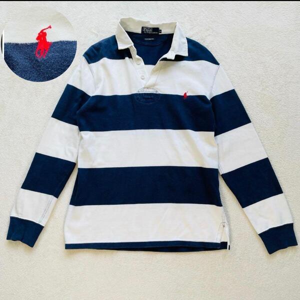 POLO by RALPH LAUREN ポロバイラルフローレン 太ボーダー ラガーシャツ(ネイビー×ホワイト・Mサイズ) メンズ 常田大希