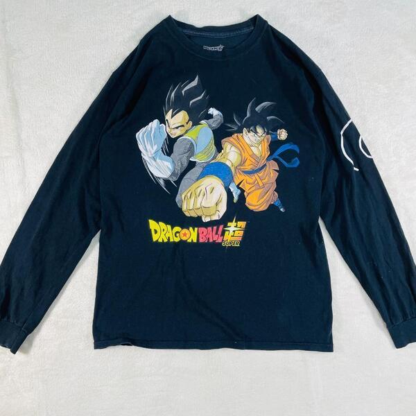 【希少】人気デザイン DRAGONBALL超 悟空 ベジータ オーバーサイズ メンズ ロングTシャツ 公式 カットソー 長袖 Mサイズ 春秋 黒 綿