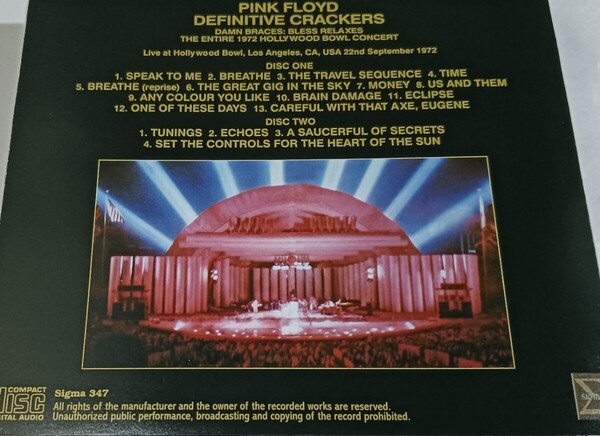 ピンク・フロイド 1972年 Definitive.Crackers Live At Hollywood Bowl ,Los Angeles,CA,USA Pink Floyd