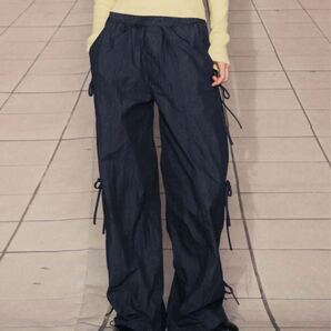 美品 韓国ブランド HIGH SCHOOL DISCO リボン パラシュートパンツ シャカパン バレエコア y2k y3k 韓国ファッション openyy addidas