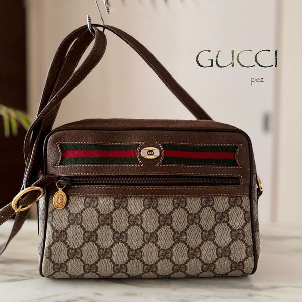 正規品 GUCCI グッチ シェリー レザーショルダーバッグ*レディース メンズ 牛革 本革 GGスプリーム ブラウン 茶 肩掛け 斜め掛け