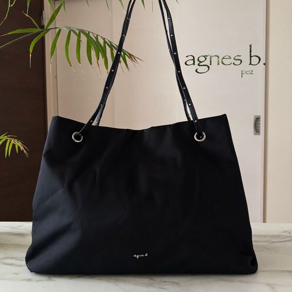 極美品 agnes b. アニエスベー トートバッグ*レディース ショルダー ハンド 牛革 本革 ブラック 黒 美品 肩掛け ビジネス 通勤通学 A4
