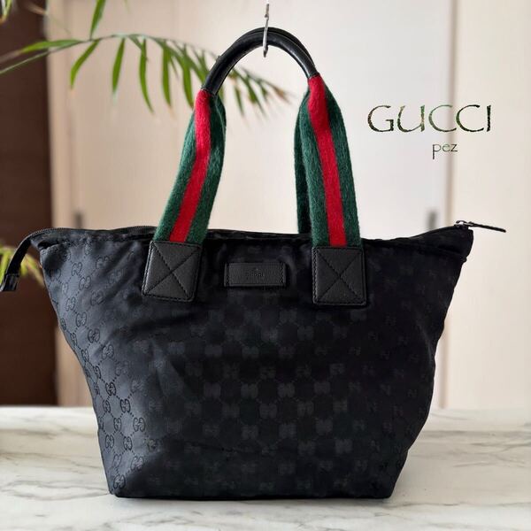 超美品 GUCCI グッチ GG柄 レザートートバッグ*レディース メンズ 本革 牛革 ハンド ブラック 黒 肩掛け ビジネス 通勤A4 正規品
