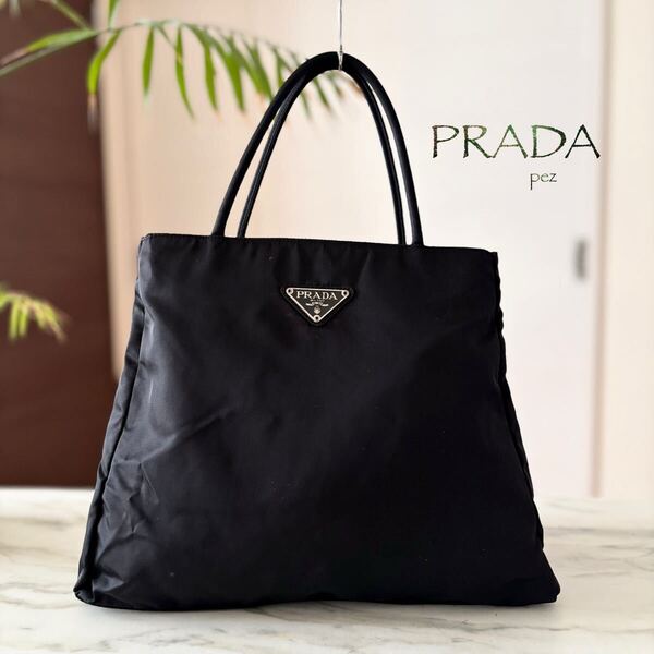 超美品 PRADA プラダ テスート トートバッグ*レディース メンズ ハンド 肩掛け ブラック 黒 軽量 フォーマル ビジネス 通勤