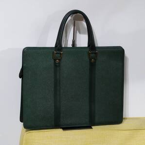 本物 LANVIN 【グリーン】レザービジネスバッグ 日本製 A4サイズ ランバン ブリーフケース