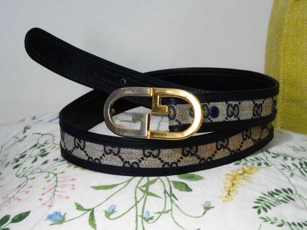 MADE IN ITALY/オールドグッチGG柄ロゴバックルベルト OLD GUCCI GG BELT