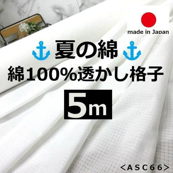 送料無料*新入荷<5m>夏の綿*コットン100%*透かし格子*白*ホワイト*手芸洋裁ハンドメイド*激安お買得*ASC66*6-28