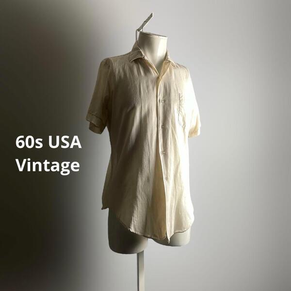 USA 60s 70s 開襟シャツ オープンカラー ボーリングシャツ G550