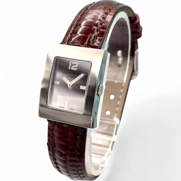美品 ■ 稼動 Christian Dior クリスチャンディオール 時計 D78-109 レディース DIOR マリス シルバー 新品バンド N3192-84-23