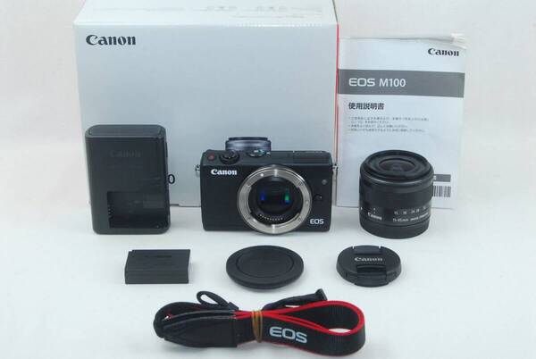 ★極美品★CANON キャノン EOS M100 EF-M15-45 IS STM レンズキット ブラック 元箱付き♪