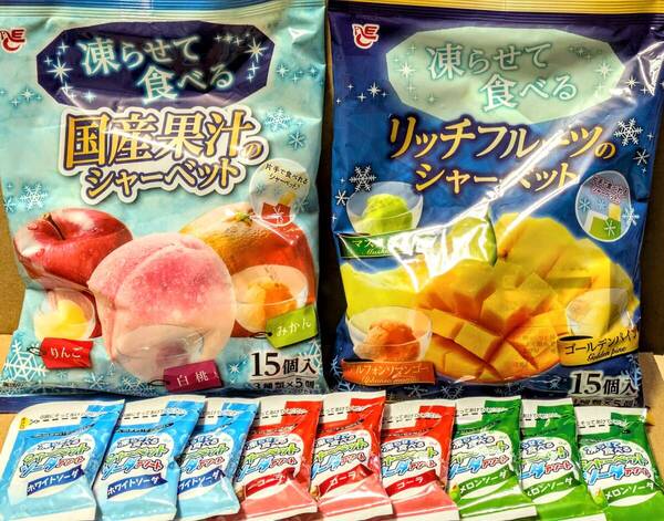 【送料無料】★凍らせて食べるシャーベット 国産果汁 リッチフルーツ ソーダアソート《2袋+9個》詰め合せ
