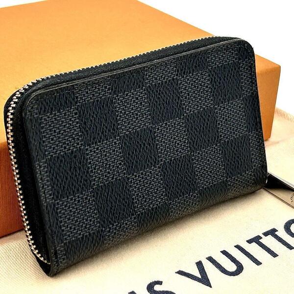 LOUIS VUITTON ルイヴィトン ダミエグラフィット ジッピーコインパース メンズ 小銭入れ カード N63076 ブラック Auth