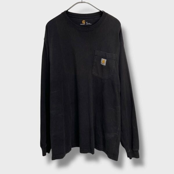 送料無料☆carhartt☆カーハート☆片ポケット付きロンT☆長袖Tシャツ☆ブラック☆M☆E25M
