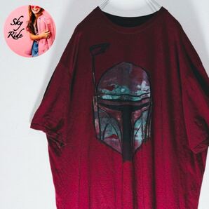 STAR WARS スターウォーズ ボバ・フェット ビッグプリント メンズ Tシャツ ムービーT レッド 3XL ビッグシルエット 古着 #SB0181