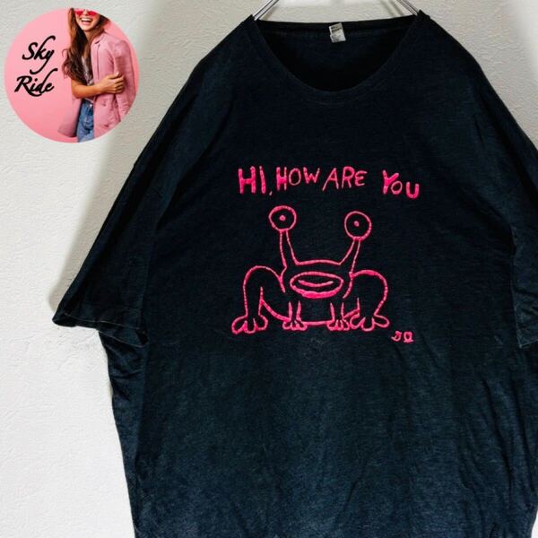 【美品】American Apparel ダニエル・ジョンストン カエル メンズ 00s Tシャツ グレー 2XL ヴィンテージ USA製 古着 #SB0197
