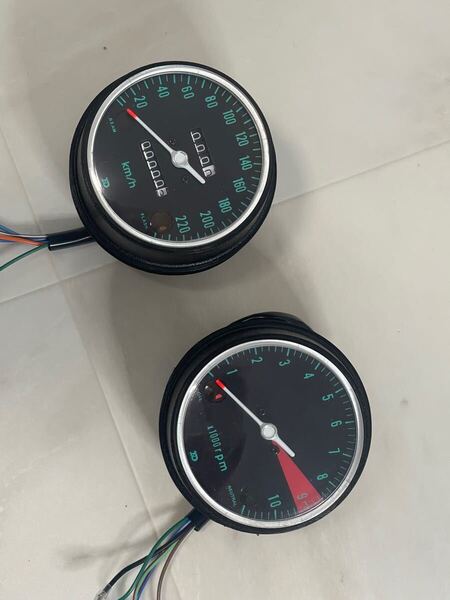 CB750Four K0横出し砂型タイプ 青フリ スピードメーター タコメーターセット K1K2