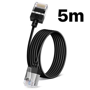 5m Cat6a イーサネット LANケーブル ブラック 極細 スリム 柔軟