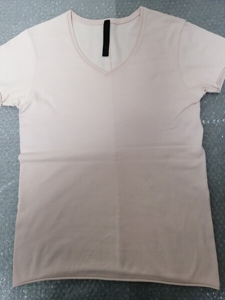 wjk 半袖カットソー 半袖ニット 半袖Tシャツ Vネック サイズS サーモンピンク