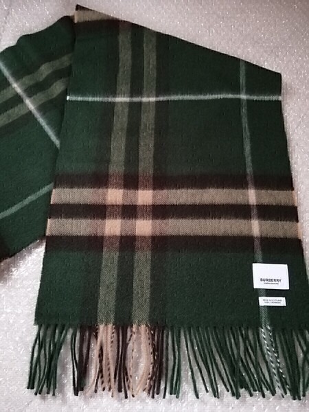 【タグあり未使用・レアカラー】BURBERRY バーバリー マフラー ストール スカーフ ショール カシミヤ100% グリーン 緑