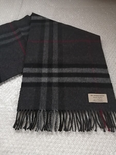 BURBERRY バーバリー マフラー ストール スカーフ ショール カシミヤ100% 送料無料! ダークグレー 灰