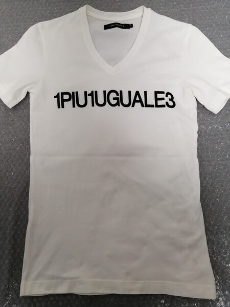 1piu1uguale3 ウノピゥウノウグァーレトレ 半袖カットソー 半袖ニット 半袖Tシャツ Vネック サイズ3 ホワイト 白