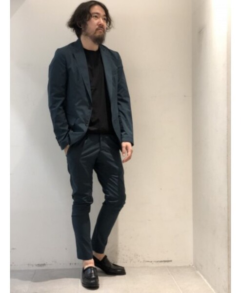 ジュンハシモト セットアップ シングルスーツ テーラードジャケット パンツ 2B 美品! サイズ2&2 ダークグリーン